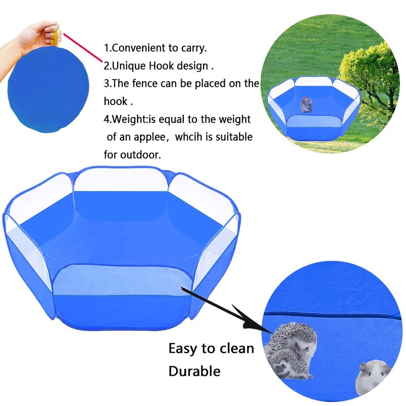 GABraden Small Animals Tent,Reptiles Cage,Breathable Transparent Pet Playpen Pop Open Outdoor/Indoor Exercise Fence,Portable Yard Fence (Upgrade Blue) - Image 4